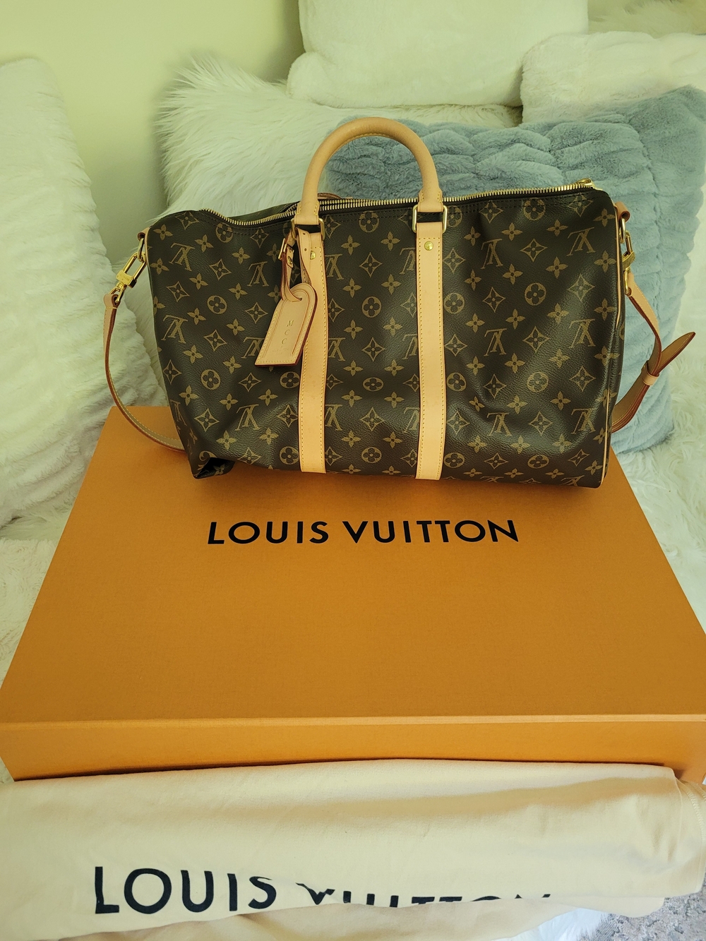 Louis Vuitton Beige & Brown Monogram Keepall 45 Travel Bag - Picture 8 of 9